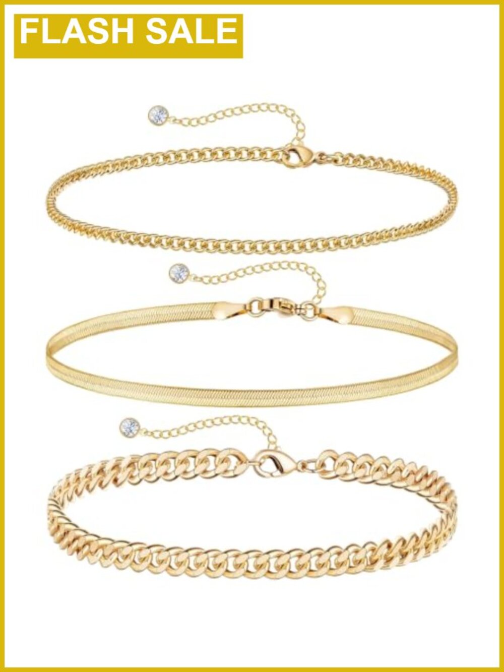 Waterproof Gold Plated Anklet for Women Cuban Chain Hypoallergenic
